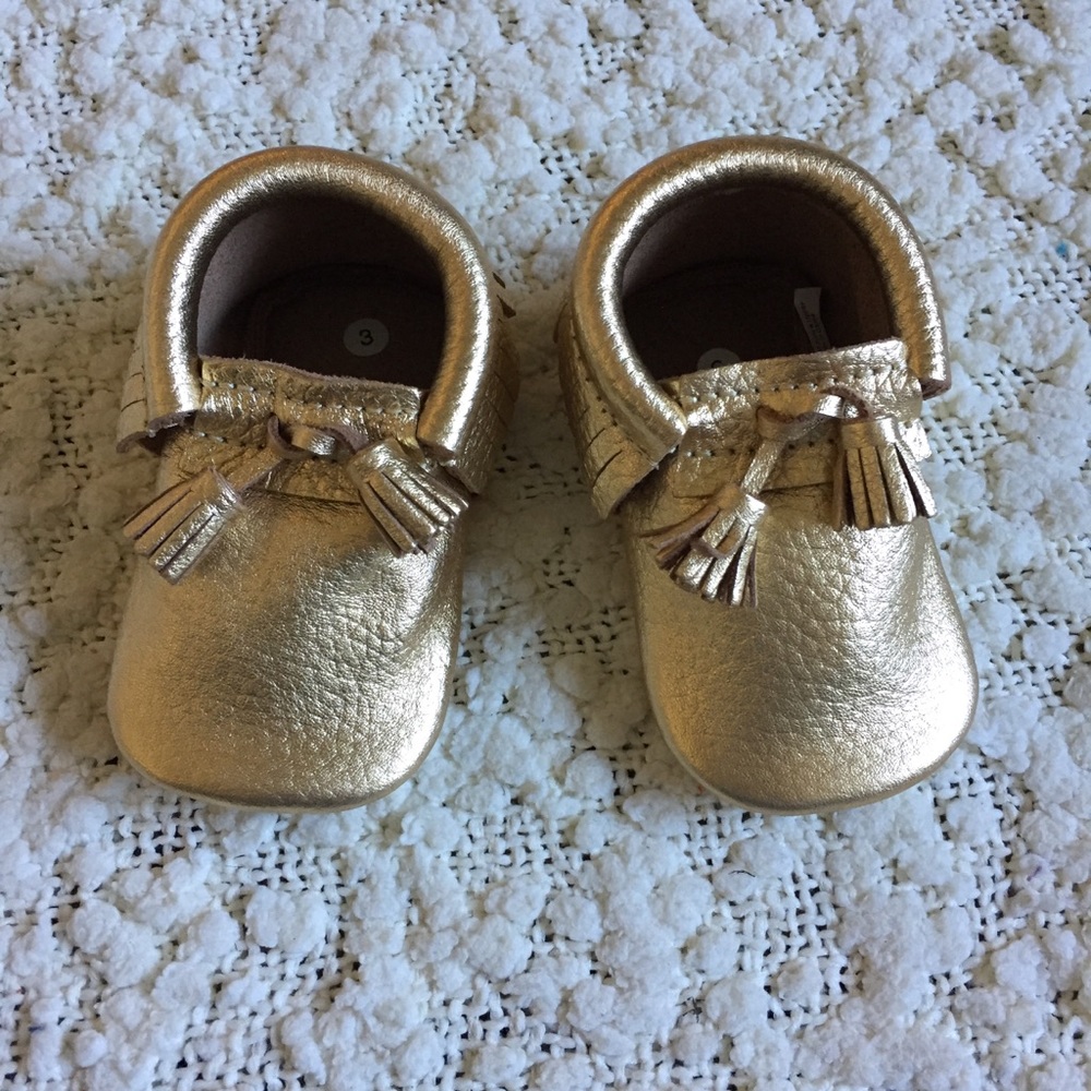NWT First Steps Classic Tassel Leather Mocs Gold 3
